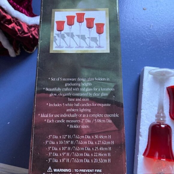 Holiday Time 5 Glass Set with Ball Candles, NIB - Picture 6 of 6